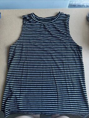 Black and White Striped Sleeveless Tank